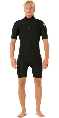 2026 Rip Curl Mens Dawn Patrol 2mm Chest Zip Shorty Wetsuit 11RMSP - Black