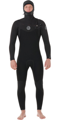 2026 Rip Curl Männer Flashbomb 4/3mm Mit Kapuze Brustreißverschluss Neoprenanzug 17AMFS - Black