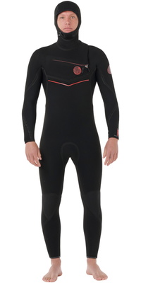 2026 Rip Curl Männer Flashbomb Fusion 5/4mm Mit Kapuze Brustreißverschluss Neoprenanzug 173MFS - Black