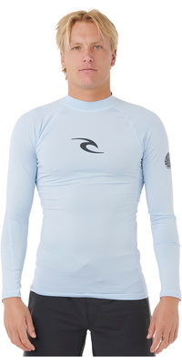 2025 Rip Curl Mens Waves Perf Long Sleeve Rash Vest 16FMRV - Blue Wind