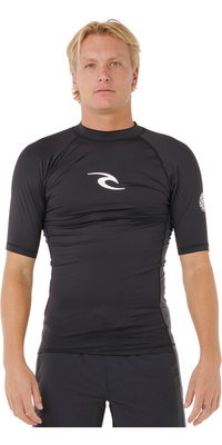 2026 Rip Curl Mens Waves Perf Short Sleeve Rash Vest 16MMRV - Black