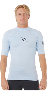 2025 Rip Curl Mens Waves Perf Short Sleeve Rash Vest 16MMRV - Blue Wind