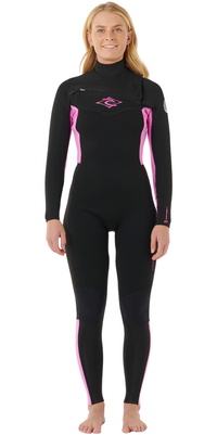 2026 Rip Curl Frauen Dawn Patrol 3/2mm Brustreißverschluss Neoprenanzug 161WFS - Black / Pink