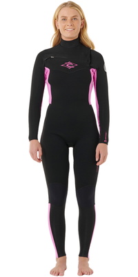 2025 Rip Curl Frauen Dawn Patrol 5/3mm Brustreißverschluss Neoprenanzug 15ZWFS - Black / Pink