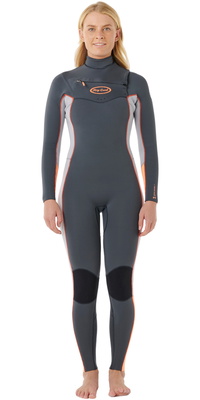 2025 Rip Curl Frauen Dawn Patrol Pro 3/2mm Brustreißverschluss Neoprenanzug 16UWFS - Charcoal