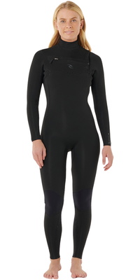 2026 Rip Curl Frauen Dawn Patrol Pro 4/3mm Brustreißverschluss Neoprenanzug 16VWFS - Black