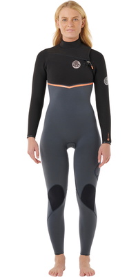 2026 Rip Curl Frauen E-Bomb 3/2mm Brustreißverschluss Neoprenanzug 16RWFS - Charcoal