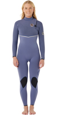 2026 Rip Curl Womens E-Bomb 4/3mm Zip Free Wetsuit 16LWFS - Grey Blue