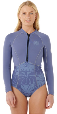 2025 Rip Curl Frauen G-Bomb 1.5mm Langärmel Reißverschluss Vorne Frühlingsanzug Neoprenanzug 13PWSP - Grey Blue