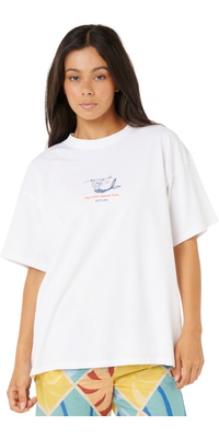 2025 Rip Curl Frauen Shore Break Heritage Tee 0KRWTE - Optical White