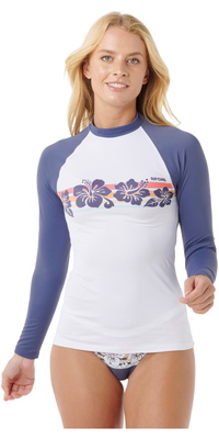 2025 Rip Curl Frauen Waikiki Waves UPF Long Sleeve Lycra Vest 18ZWRV - Navy