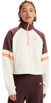 2025 Roxy Frauen Essential Energy Boxy Half Zip Sport Fleece ERJFT05011 - Whisper White
