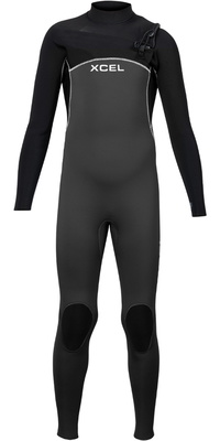 2026 Xcel Junior Comp 4/3mm Brustreißverschluss Neoprenanzug KN43ZXC4GY - Graphite / Black