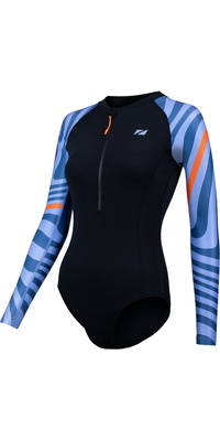 2025 ZONE3 Womens OWS Renew Long Sleeve Swimsuit SW25WOWSLS101 - Black / Multi Blue
