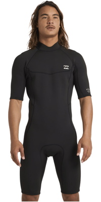 2026 Billabong Männer Absolute 2mm Rückenreißverschluss Shorty Neoprenanzug 24AW251601 - Black