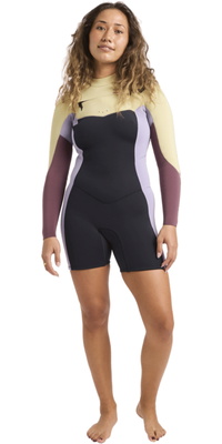 2026 Billabong Frauen Synergy Natural 2mm Langärmel Brustreißverschluss Frühlingsanzug Neoprenanzug 24BW193513 - Grey Violet