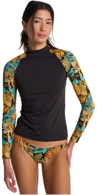 2026 Billabong Frauen Long Sleeve Lycra Vest EBJWR03043 - Black Pebble