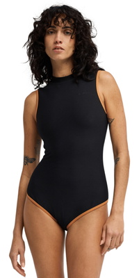 2026 Billabong Frauen Tanlines Hochgeschlossenes Glider-Badeanzug 24O301603 - Black