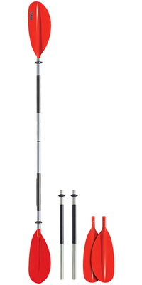 2026 Bravo KWB 220 Gebogenes Paddelblatt 4-teiliges Aluminium-Paddel 220 Cm BR-PA-KWB-220-4A - Red