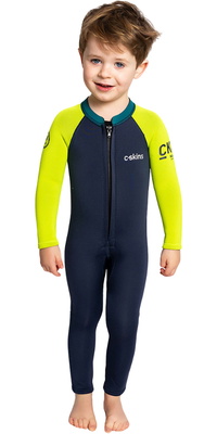 2026 C-Skins Nuwave C-Kid Reißverschluss Vorne Neoprenanzug C-NBA32ST - Bluestone / Lime