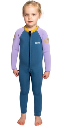 2026 C-Skins Nuwave C-Kid Reißverschluss Vorne Neoprenanzug C-NBA32ST - Steel Blue / Lilac
