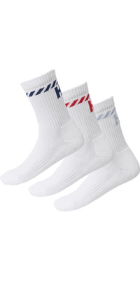 2026 Helly Hansen Cotton Sport Sock 3Pk 67479 - White Multi Stripe