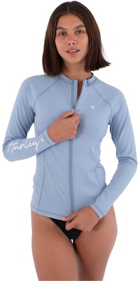 2026 Hurley Womens Long Sleeve Zip Rash Vest WLEU00003 - Spring Breeze