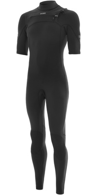 2026 Nyord Männer Solu Yulex 2/2mm Kurzämelig Brustreißverschluss Fl Neoprenanzug SOLM22SSF001 - Black