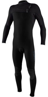 2026 ONeill Junior Hyperfreak 3/2mm+ Chest Zip Wetsuit 5350 - Black / Tempered Steel / Tempered Steel