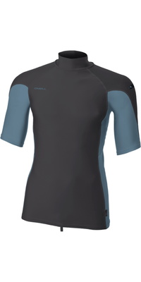 2026 ONeill M&auml;nner Hyperfreak Skins Kurzarm-Rollkragen-Lycra-Weste 5706 - Tempered Steel / Blue Fusion