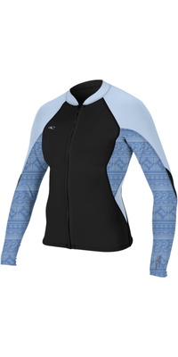 2026 ONeill Frauen Bahia 1/ 0.5mm Full-Zip-Jacke 4933 - Black / Surfabstract / Chambrayblu