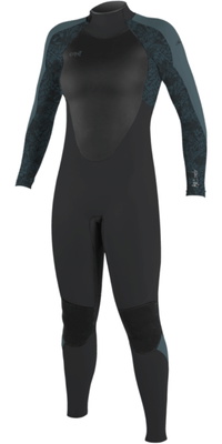 2026 ONeill Womens Epic 4/3mm Back Zip Wetsuit 4214B - Tempered Steel / Shaded Island Sky / Shade