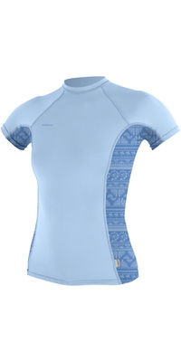 2026 ONeill Womens Hyperfreak Skins Short Sleeve Rash Vest 5694 - Chambray Blue / Surf Abstract