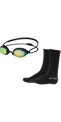 2026 Orca Killa Hydro Mirror Goggle & Hydro Swim Neopren-Füßlinge NA3400MA46 - Black