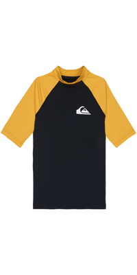 2026 Quiksilver Junior Everyday UPF50 Kurzarm-Lycra-Weste AQBWR03064  Black / Mineral Yellow