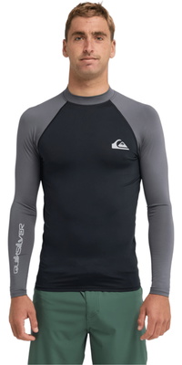 2026 Quiksilver Mens Everyday UPF50 Long Sleeve Rash Vest AQYWR03131 - Black / Iron Gate