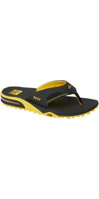 2026 Reef Mens Fanning Pregame Sandals CJ7225 - Black / Yellow