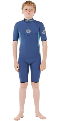 2026 Rip Curl Junior Dawn Patrol 2mm R&uuml;ckenrei&szlig;verschluss Shorty Neoprenanzug 11FBSP - Light Navy