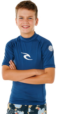 2026 Rip Curl Junior Waves UPF-Lycra-Weste Mit Kurzen Ärmeln 136BRV - Light Navy