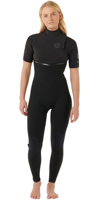 2026 Rip Curl Womens E-Bomb 2mm Zip Free Short Sleeve Wetsuit 16WWFS - Black