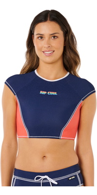 2026 Rip Curl Frauen Surf Tide Crop Kurzarm-Lycra-Weste 0W3WSW - Dark Navy