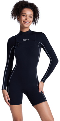 2026 Roxy Frauen Elite Xtra Stretch 2mm Langärmel Brustreißverschluss Frühlings-Neoprenanzug 26BW243501 - Black