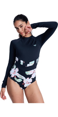 2026 Roxy Frauen The Rider Long Sleeve Surfsuit ERJWR03900 - Anthracite Spring Charming