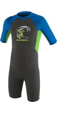 2026 ONeill Kleinkind Reactor 2mm Rückenreißverschluss Shorty Neoprenanzug 4867 - Graphite / Dayglo / Ocean
