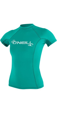 2026 ONeill Womens Basic Skins Short Sleeve Crew Rash Vest 3548 - Light Aqua