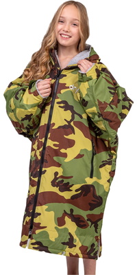 2025 Dryrobe Junior Advance Langarm-Umkleidekittel V3 V3KSLSDA - Grey / Camo