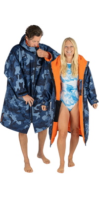 2025 Dryrobe Advance Langärmliges Wickelkleid Robe V3 DALSV3 - Blue Camo / Orange