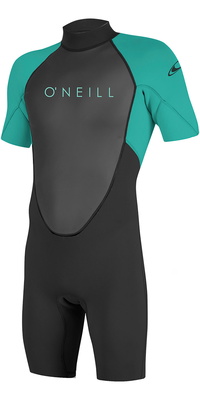 2025 ONeill Youth Reactor II 2mm Rückenreißverschluss Shorty Neoprenanzug 5045 - Black / Aqua