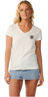 2026 Rip Curl Frauen Partywelle V-Ausschnitt T-Shirt 0Q5WTE - Off White