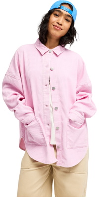 2026 Roxy Womens Kick Back Washed Cord Overshirt ERJWT03697 - Pink Lavender